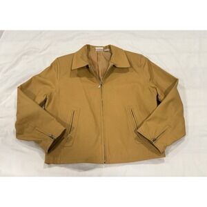 Vintage Y2K 90's Newport News Styleworks Women's Tan Leather Jacket Size 12